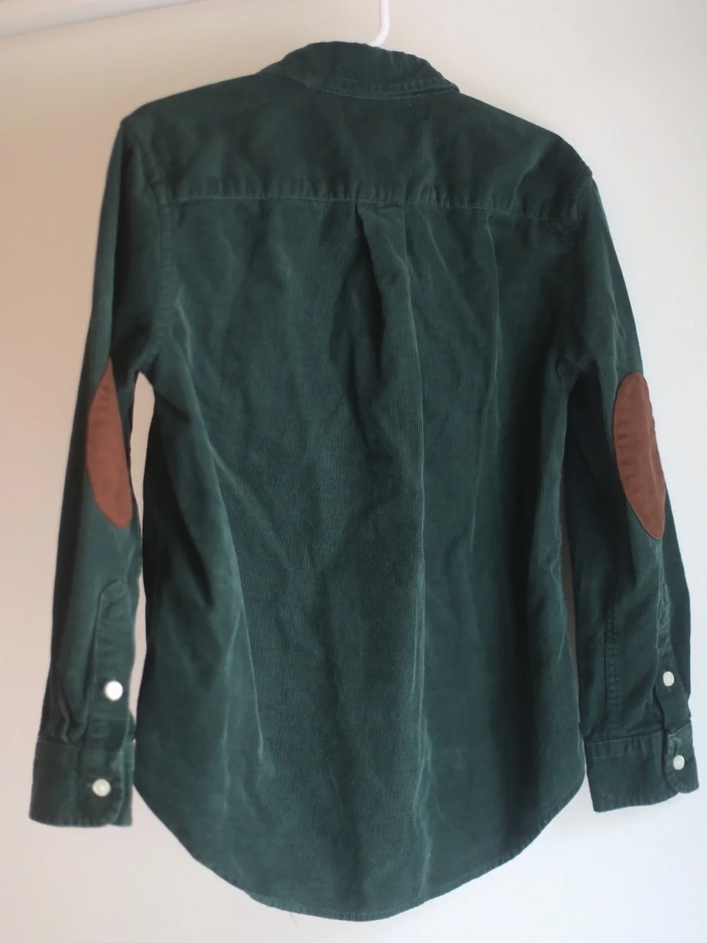 Ralph Lauren Boys Green Corduroy Button Down Shirt w/ Elbow Patches Size 6